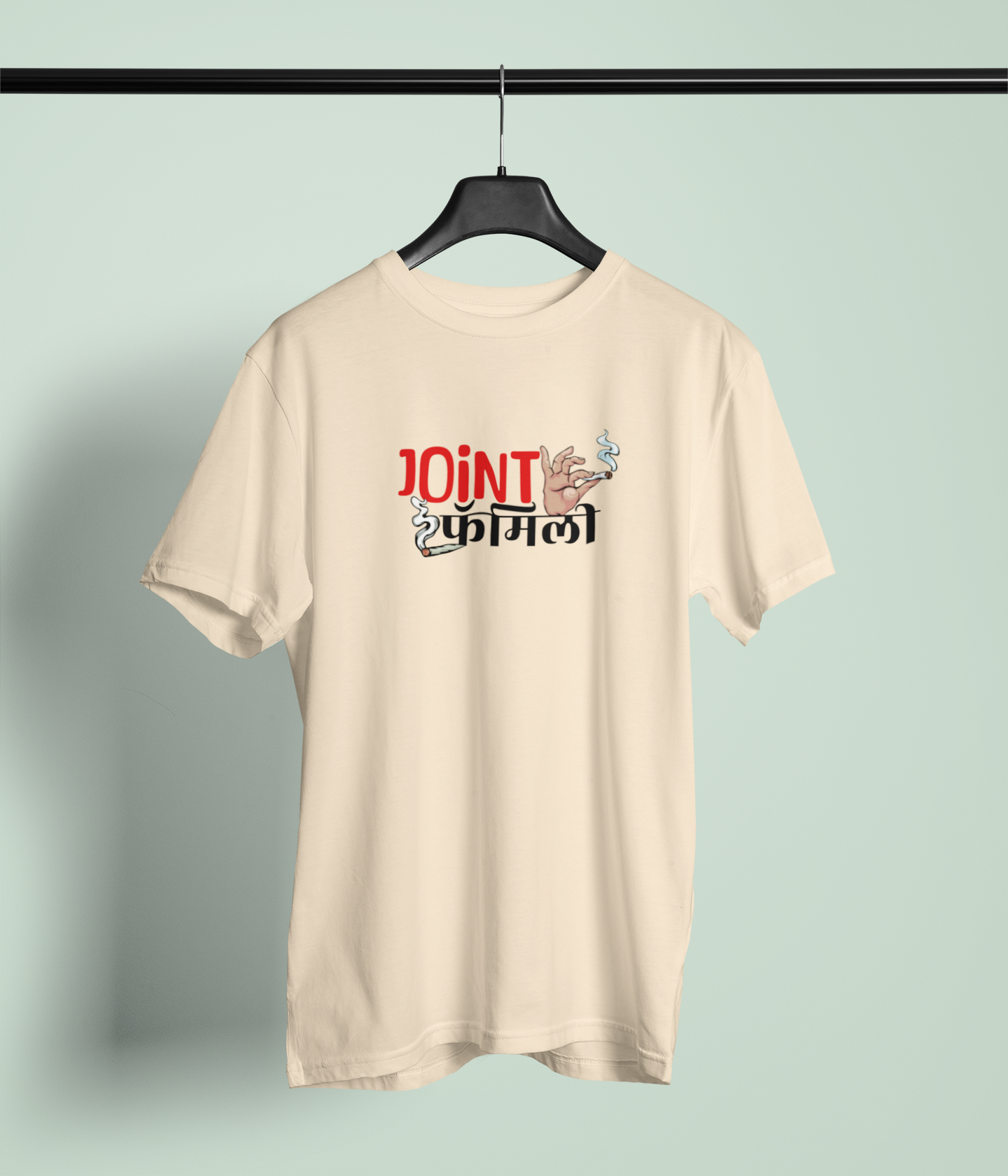 Joint Family Beige Round Neck Unisex T-shirt Marathi Designs