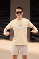 Blessed Half Sleeve Beige Round Neck T-Shirt for Men by Hello Swanky