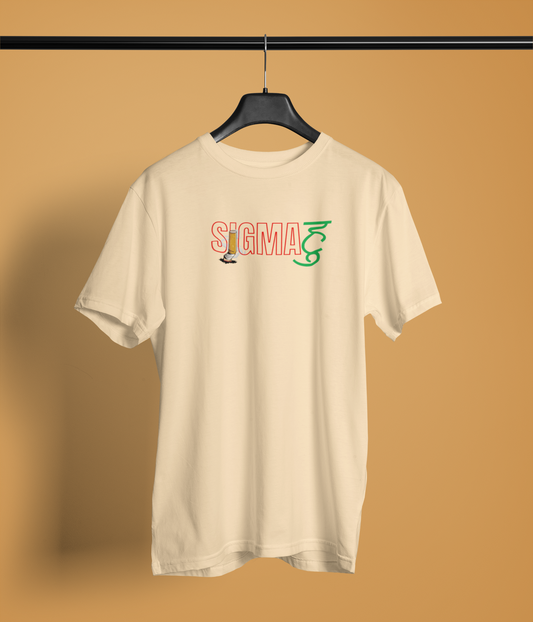 Sigma Hu Unisex Beige Round Neck T-Shirt Bold Desi Design