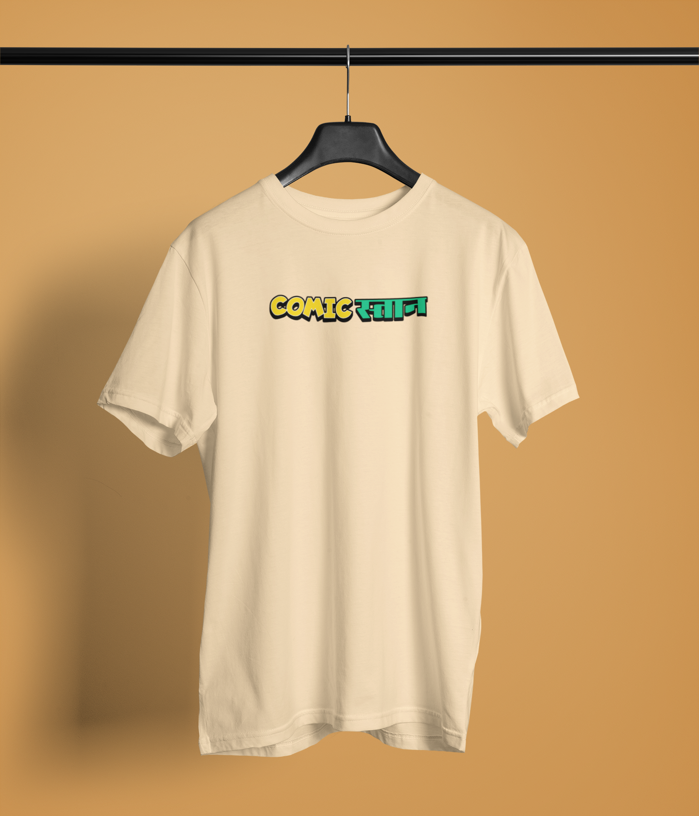 Comicstan Unisex Beige Round Neck T-Shirt Desi Graphic