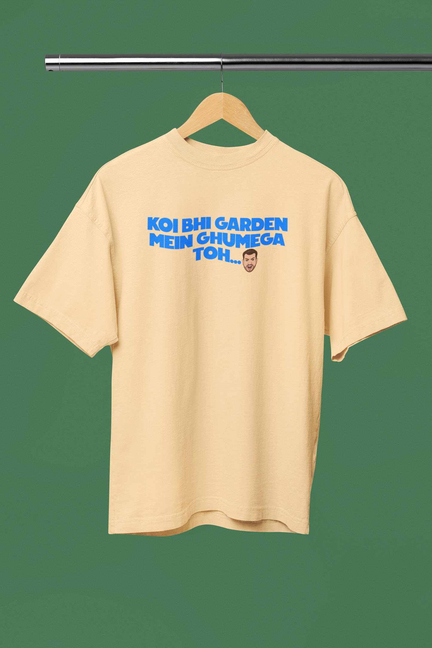 Garden Me Ghumega Toh Graphic Beige Oversized Unisex T-Shirt