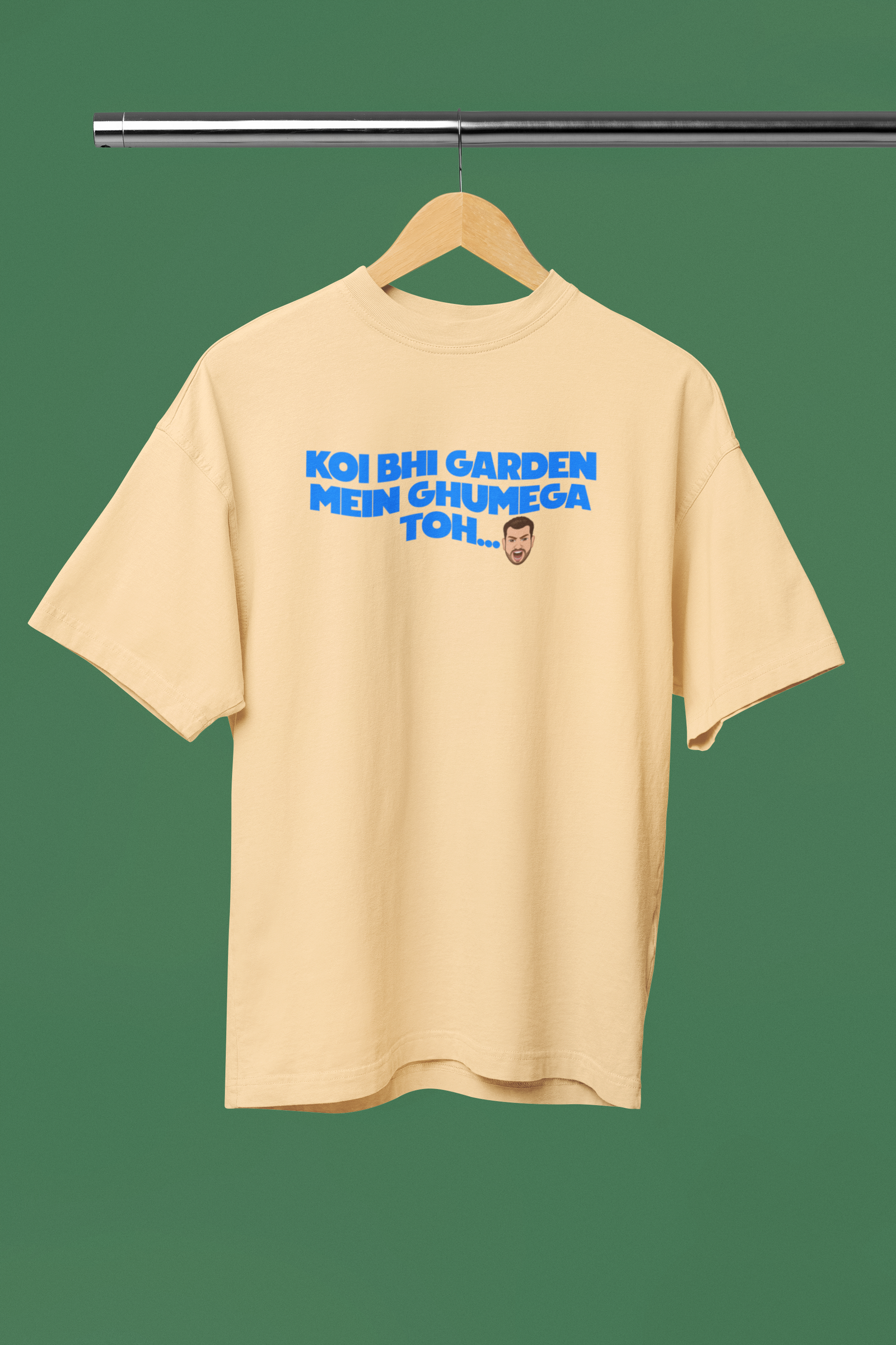 Garden Me Ghumega Toh Graphic Beige Oversized Unisex T-Shirt