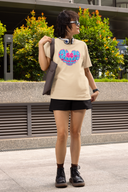 Mine Be Mine Half Sleeve Beige Round Neck T-Shirt for Women by Hello Swanky