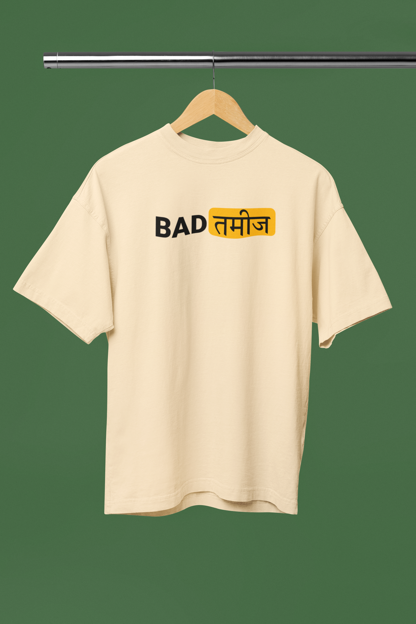 Batmeez Graphic Beige Oversized Unisex T-Shirt Trendy Tee