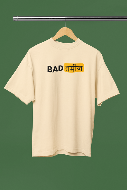 Batmeez Graphic Beige Oversized Unisex T-Shirt Trendy Tee
