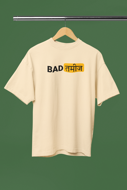 Batmeez Graphic Beige Oversized Unisex T-Shirt Trendy Tee