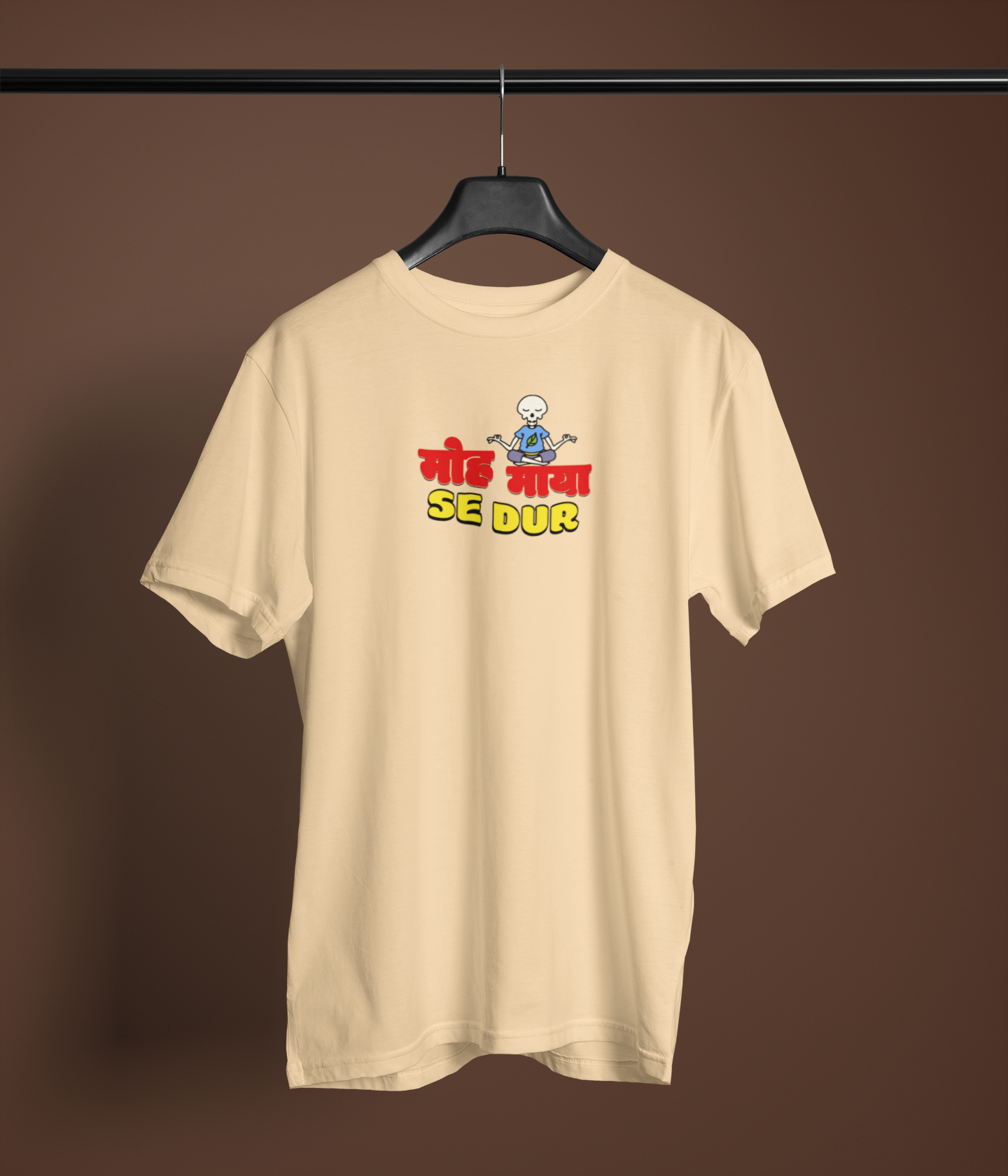 Moh Maya Se Dur Unisex Beige Round Neck T-Shirt Desi Graphic