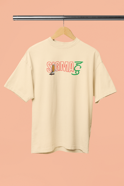 Sigma Huu Beige Oversized Unisex T-Shirt Trendy Desi Design