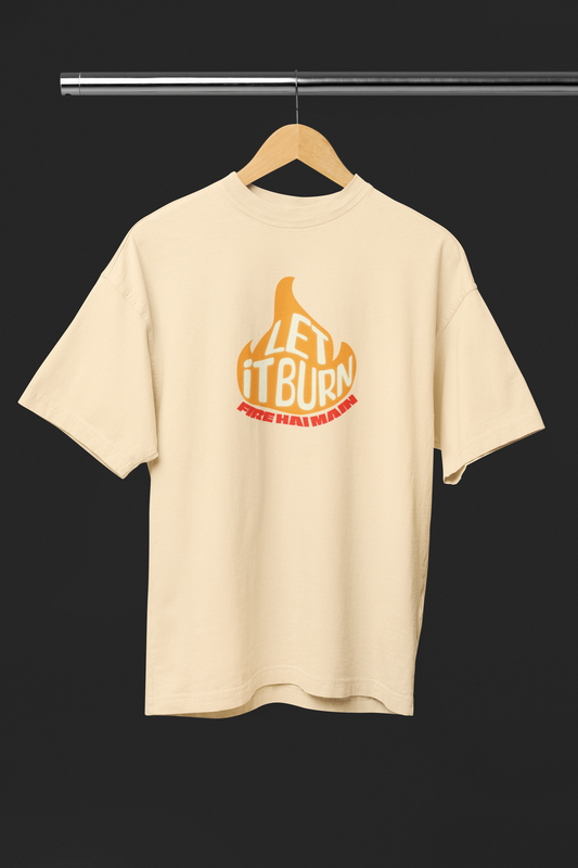 Fire Hai Mai Beige Oversized T-Shirt – Unisex Streetwear