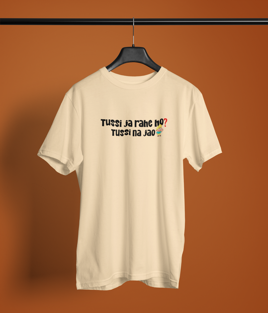 Tusi Na Jao Unisex Beige Round Neck T-Shirt Desi Style