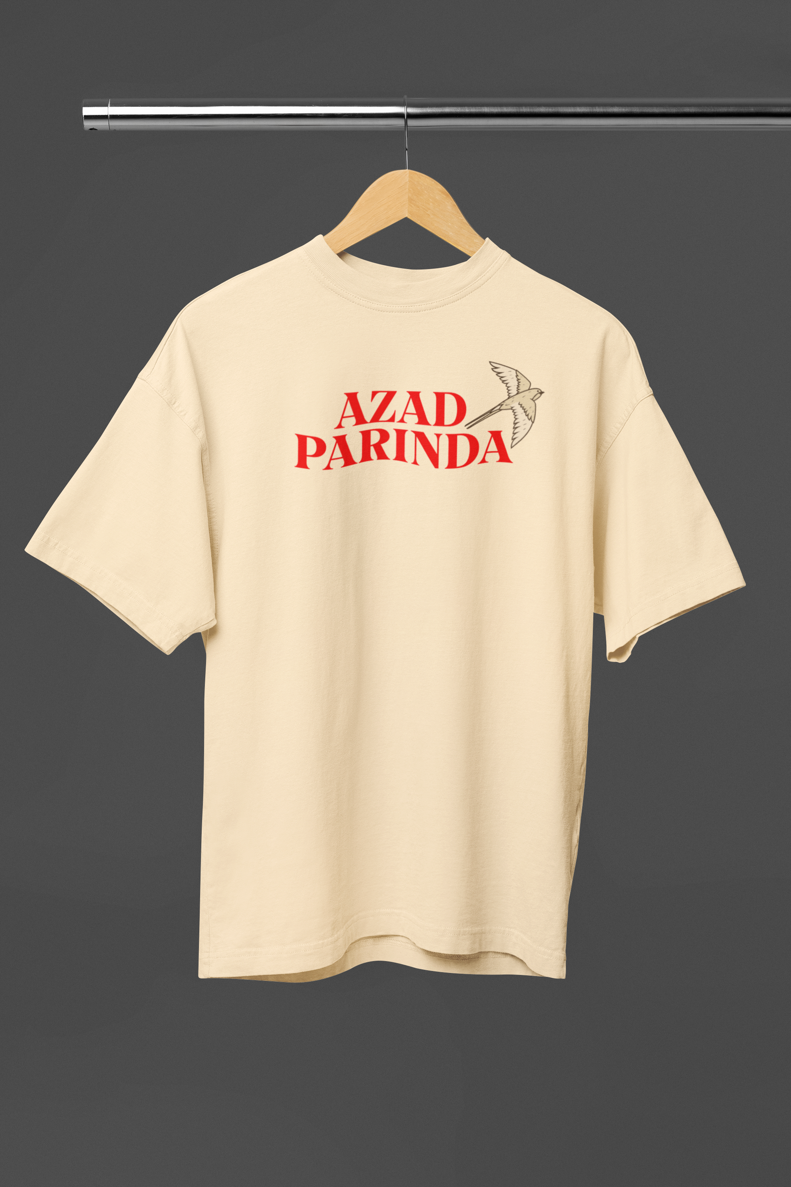 Azad Parinda Beige Oversized Unisex T-Shirt Desi