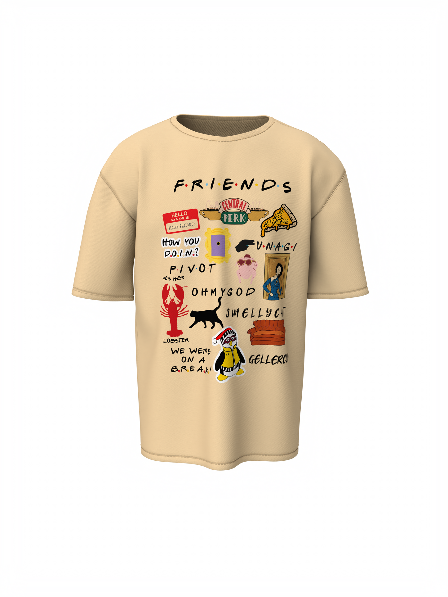 Friends Icons Oversized T-Shirt  Relive the Laughs in Style.