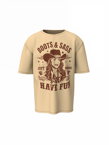 Boots & Saas Oversized T-Shirt Western Sassy Streetwear