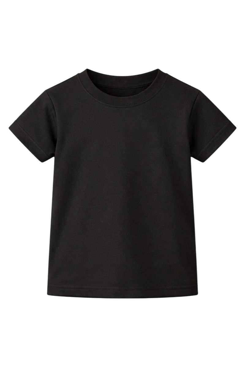 Black Bulk Kids Round Neck Half Sleeve T-Shirt Durable