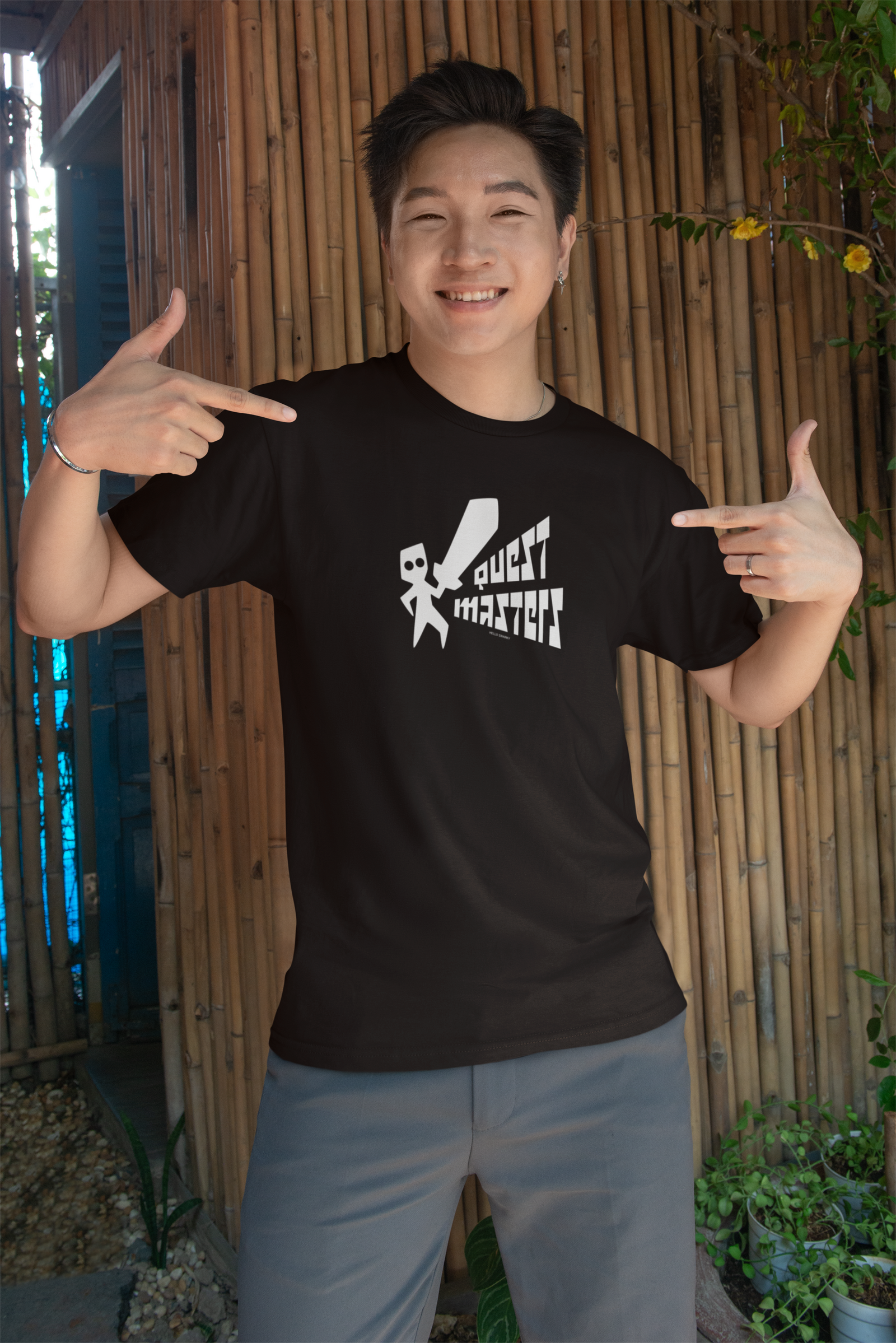 Quest Master Half Sleeve Black Round Neck T-Shirt for Men