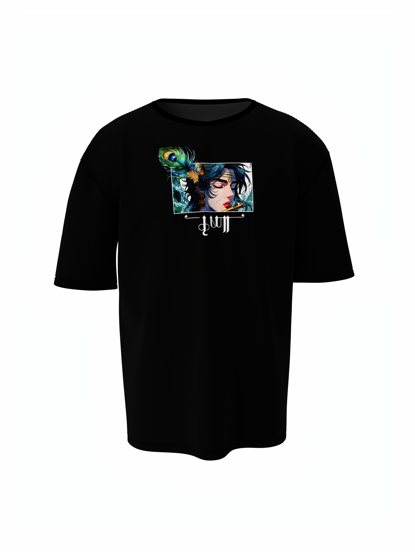 Shree Krishna Spiritual Black Unisex Oversized Trendy T-Shirt