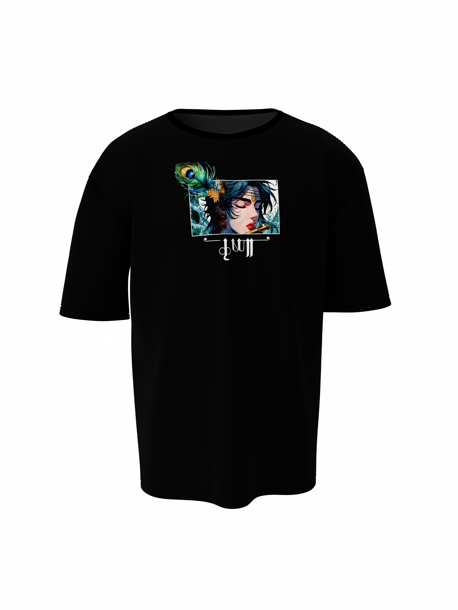Shree Krishna Spiritual Black Unisex Oversized Trendy T-Shirt