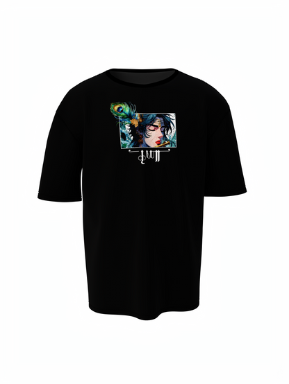 Shree Krishna Spiritual Black Unisex Oversized Trendy T-Shirt