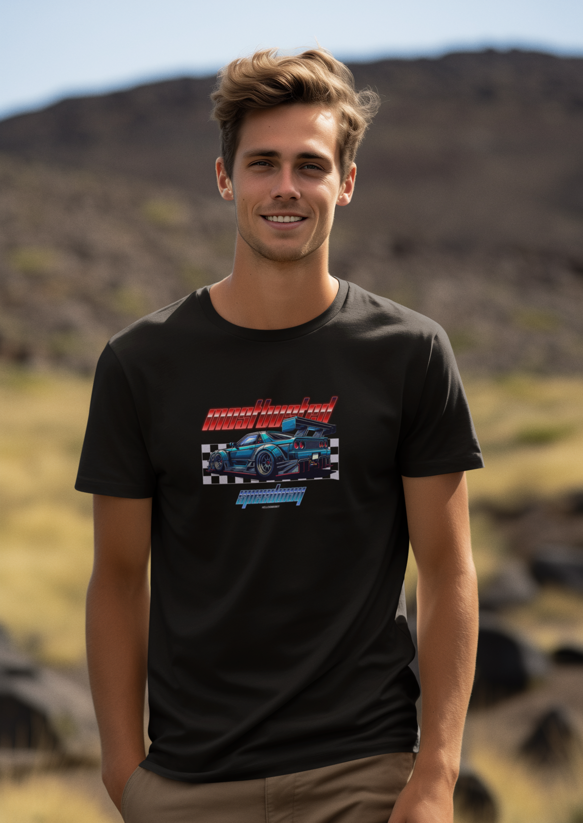 Speed Car Half Sleeve Black Round Neck T-Shirt for Men Hello Swanky