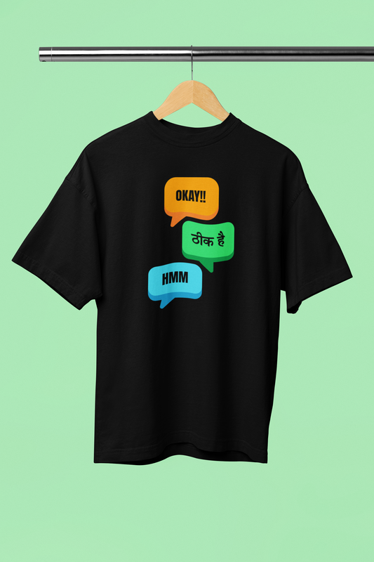 Okay Thik hai Graphic Desi Black Oversized Unisex T-Shirt