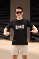 Blessed Half Sleeve Black Round Neck T-Shirt for Men by Hello Swanky