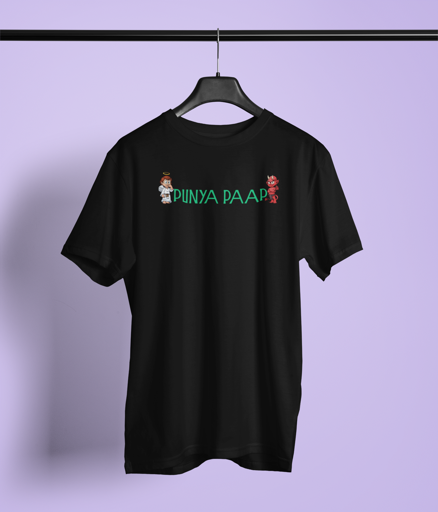 Punya Paap Unisex Black Round Neck T-Shirt | Desi Graphic