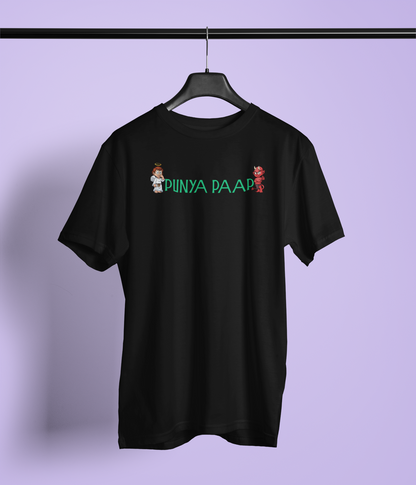 Punya Paap Unisex Black Round Neck T-Shirt | Desi Graphic