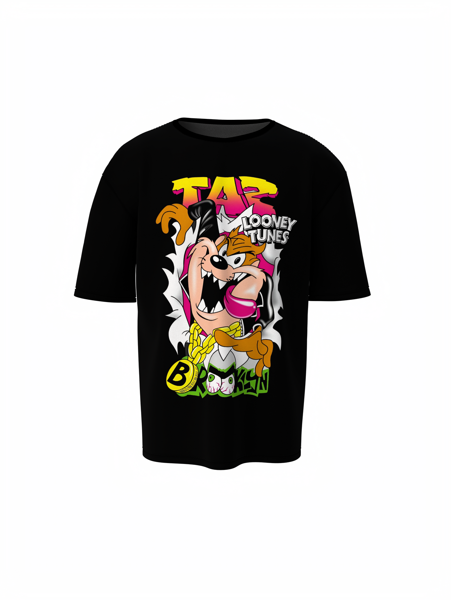 Taz Cartoon Unisex Black Oversized T-Shirt Streetwear Style