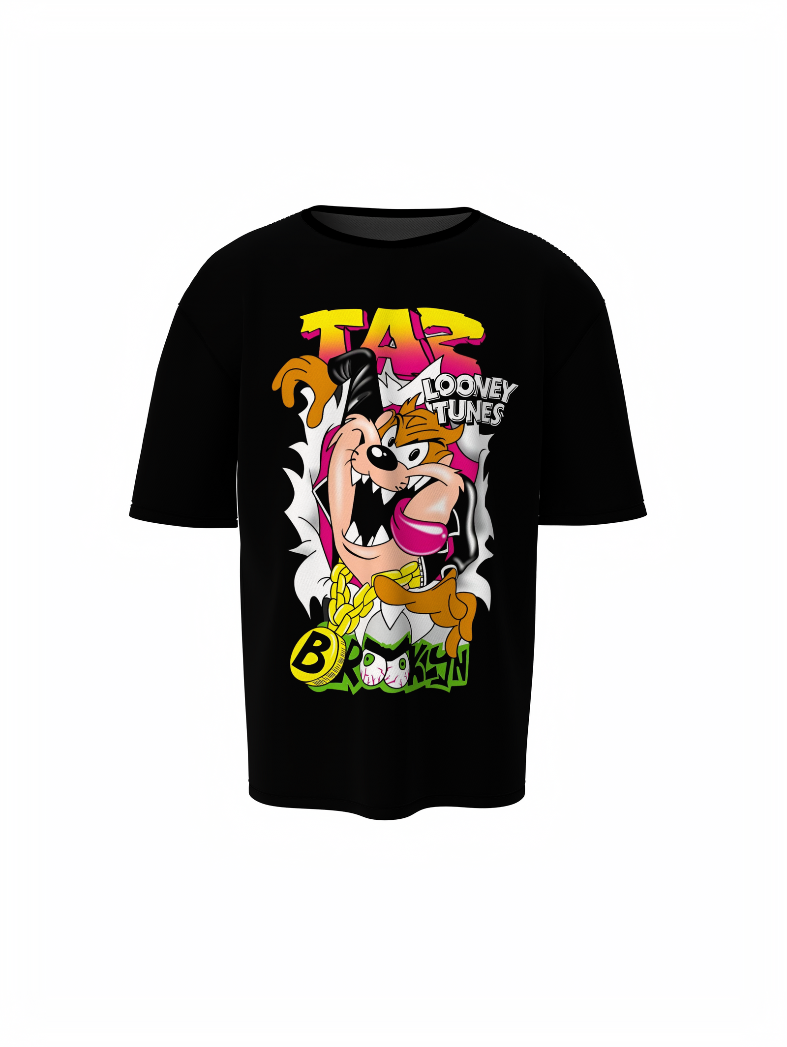 Taz Cartoon Unisex Black Oversized T-Shirt Streetwear Style