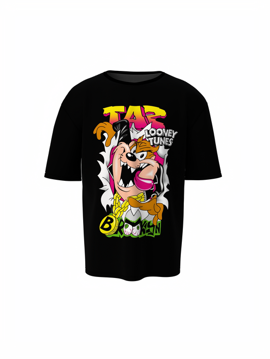 Taz Cartoon Unisex Black Oversized T-Shirt Streetwear Style