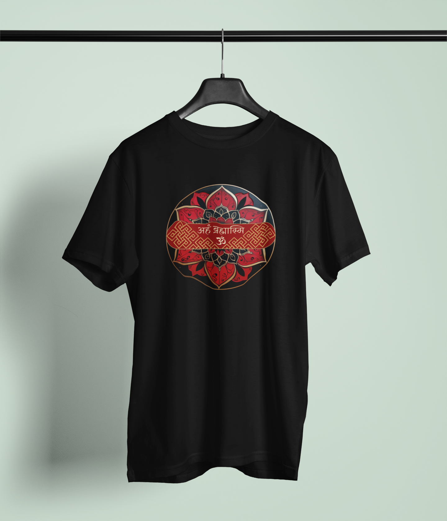 Aham Bramhasmi Black Round Neck Unisex T-shirt | Marathi Designs