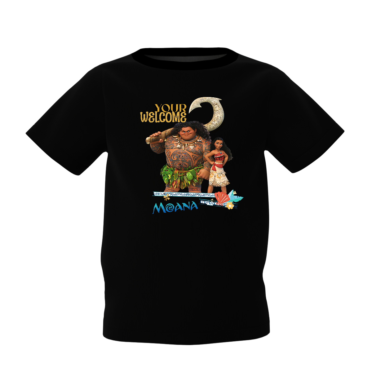 Moana Graphic Black Printed T-Shirt for Kids