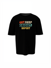 Eat, Sleep, Cricket, Repeat, Oversized T-Shirt