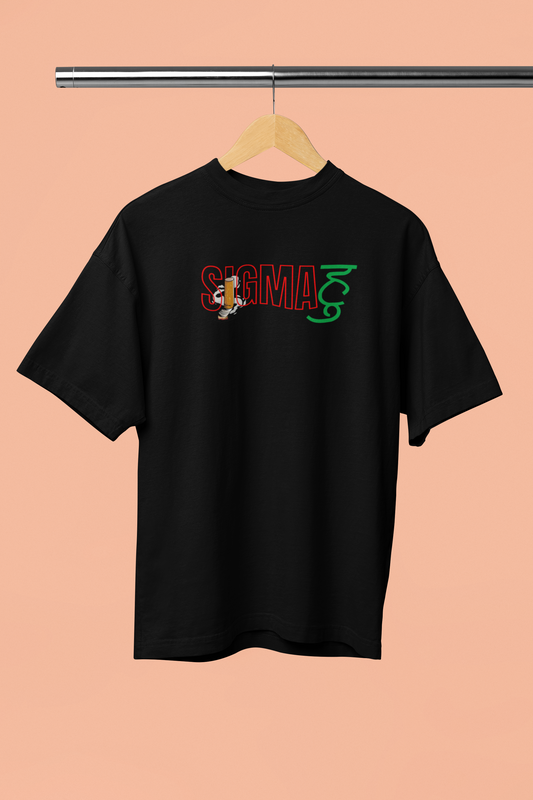 Sigma Huu Black Oversized Unisex T-Shirt Trendy Desi Design