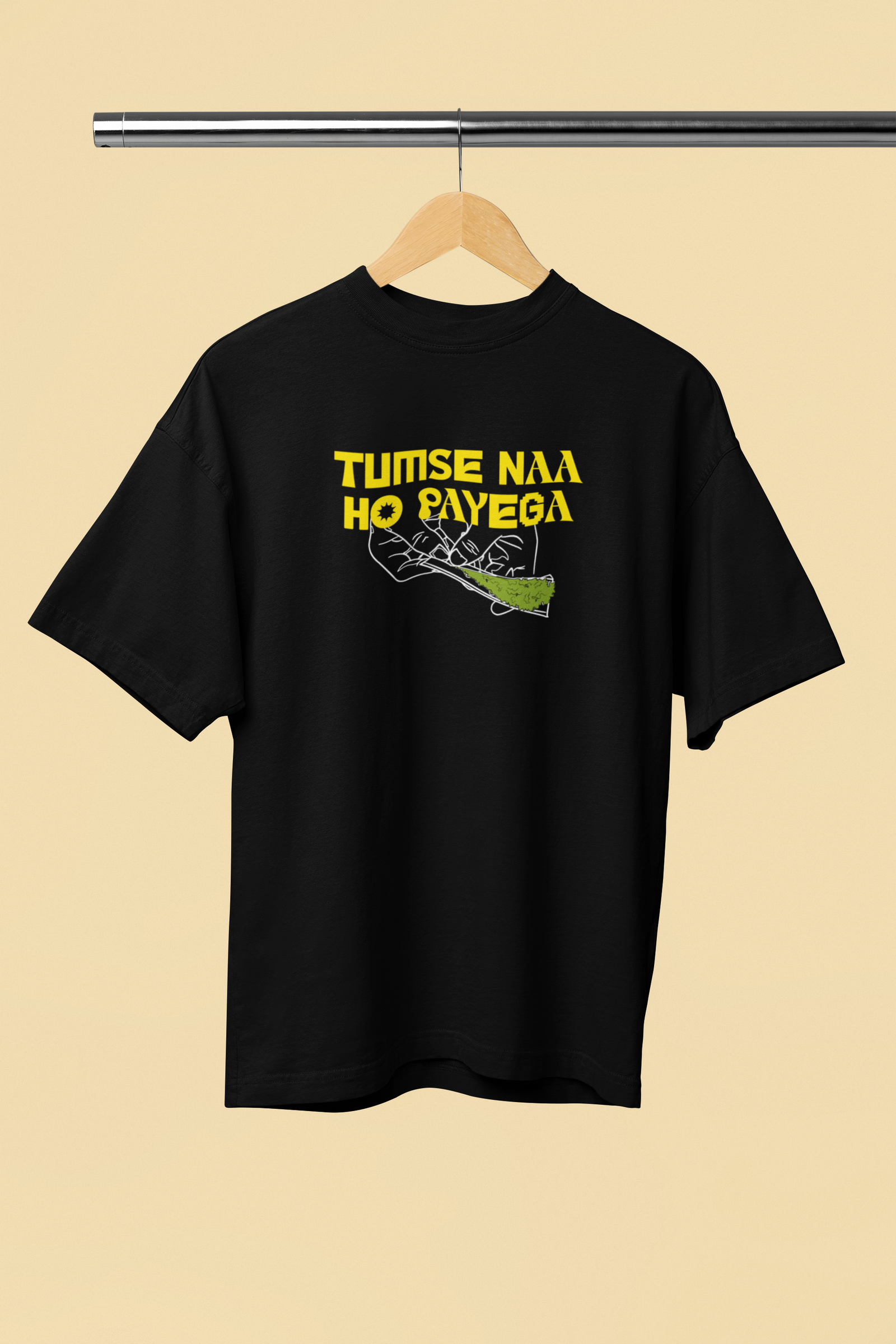 Tumse Na Ho Payega Black Oversized Unisex T-Shirt Style