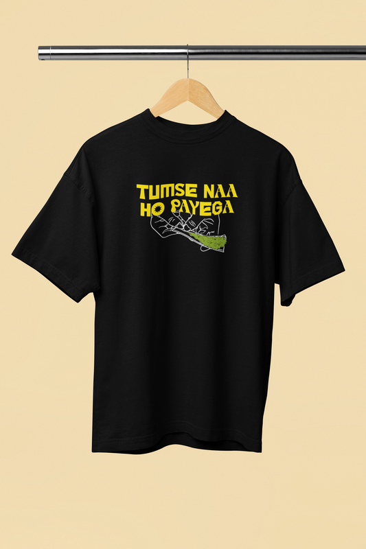 Tumse Na Ho Payega Black Oversized Unisex T-Shirt Style