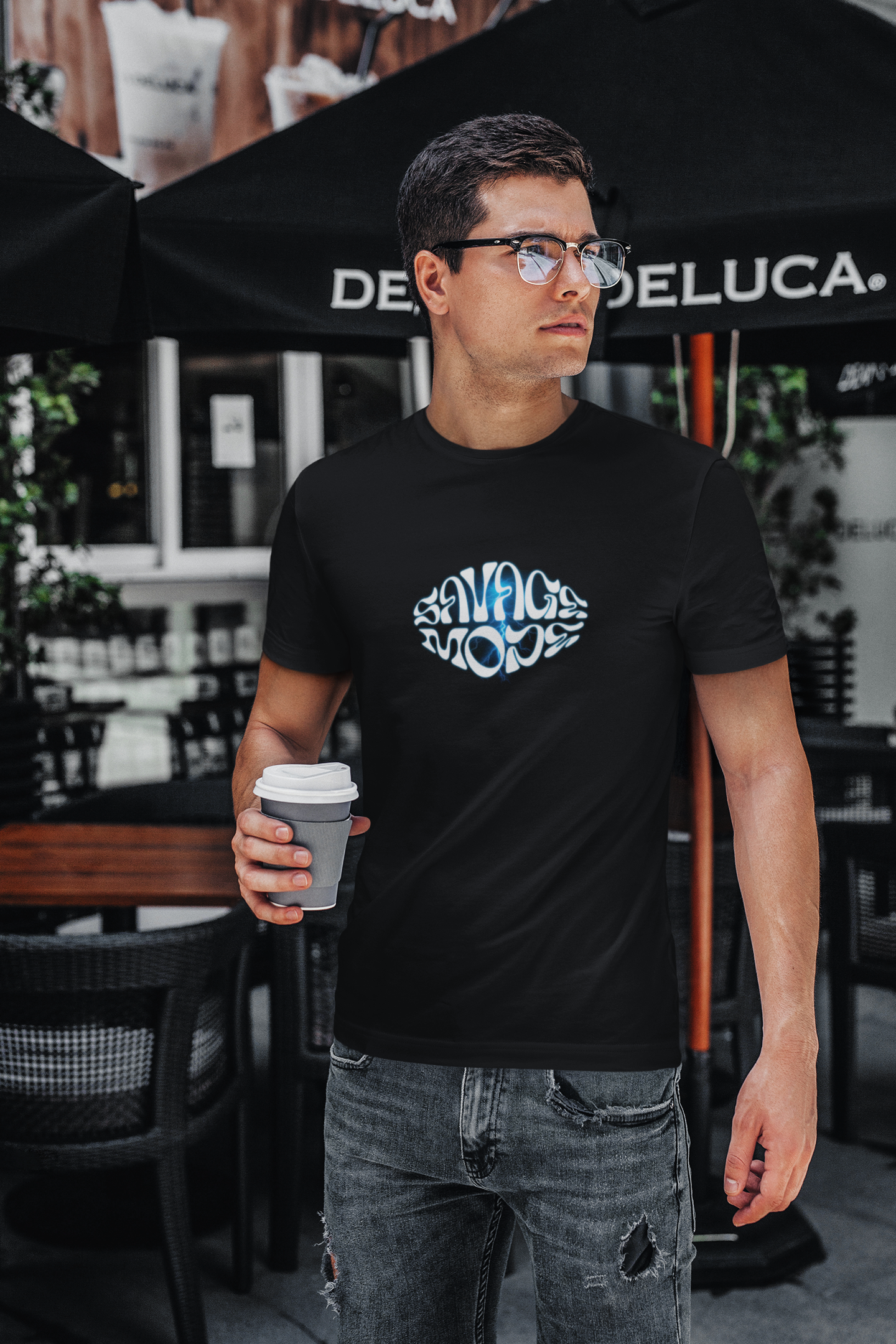 Savage Mode Half Sleeve Black Round Neck T-Shirt for Men Style