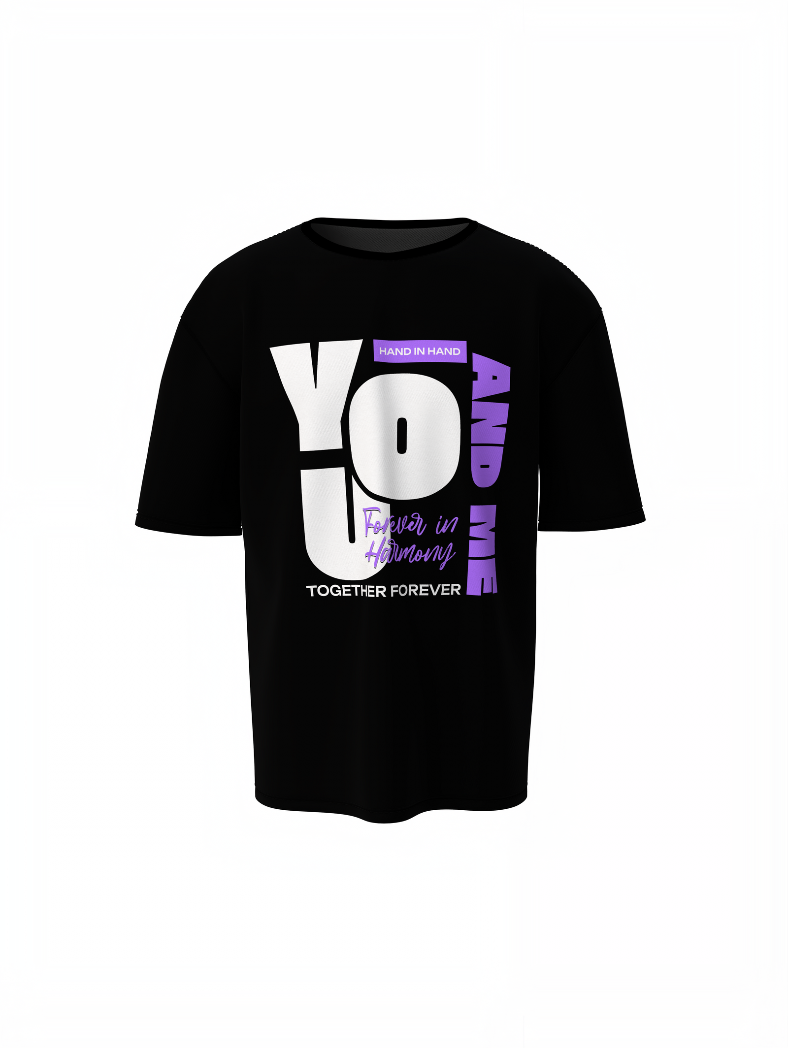 You & Me Oversized T-Shirts Romantic Graphic Streetwear Style