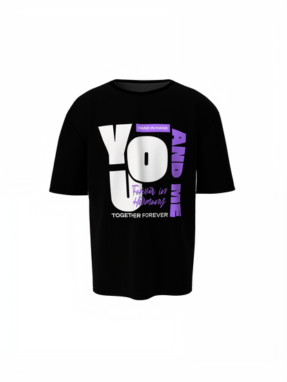You & Me Oversized T-Shirts Romantic Graphic Streetwear Style