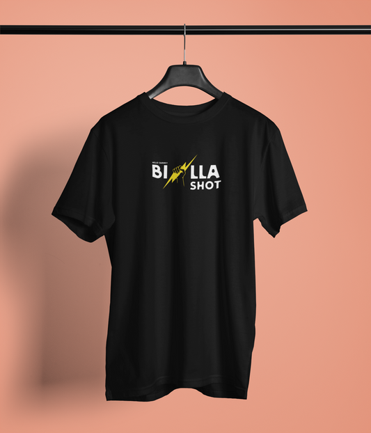 Billa Shot Unisex Black Round Neck T-Shirt | Desi Graphic
