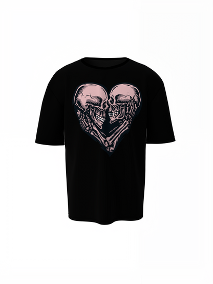 Skeleton Heart Oversized T-Shirts Unique Heart Skeleton Print