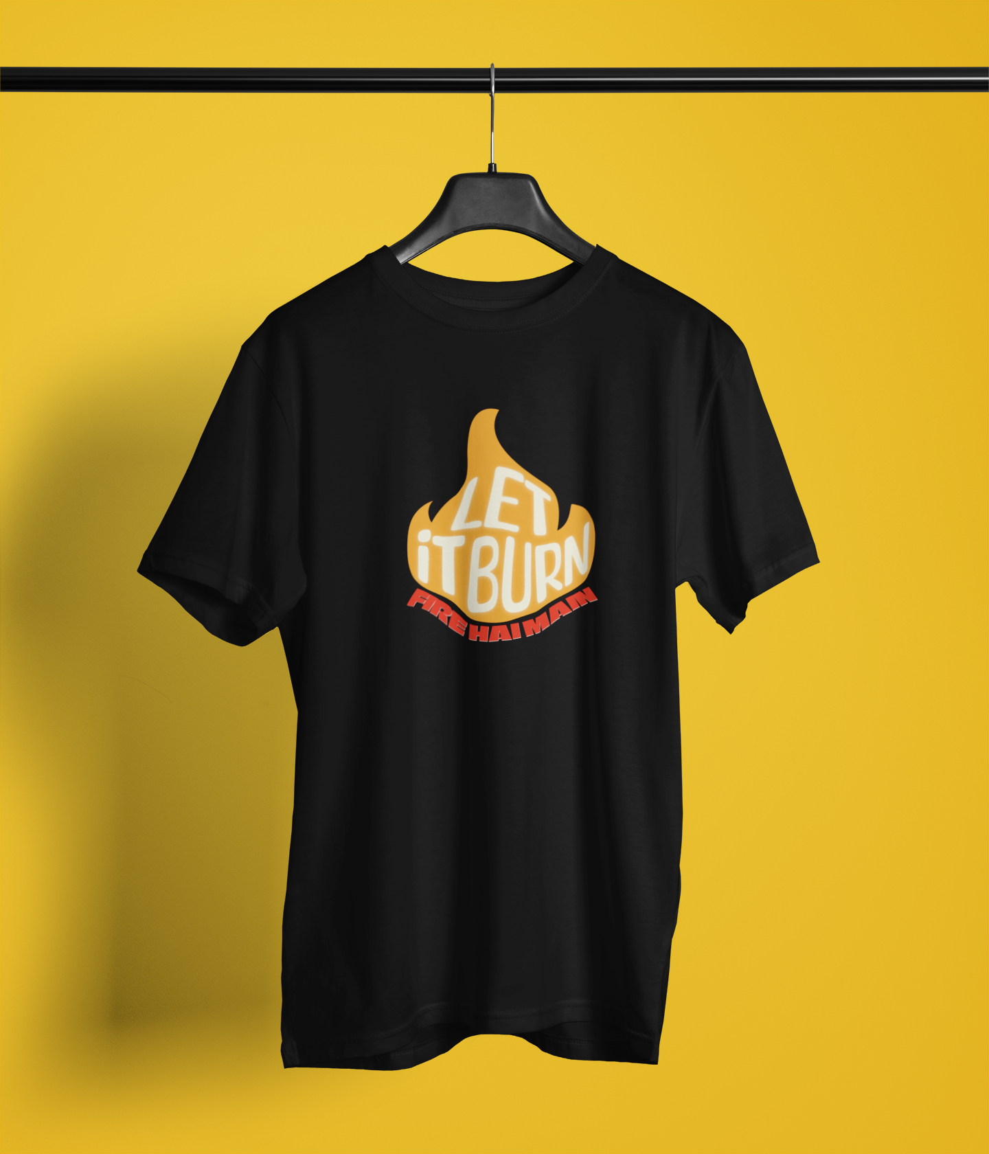 Fire Hai Mai Black Round Neck T-Shirt – Unisex Desi Graphic