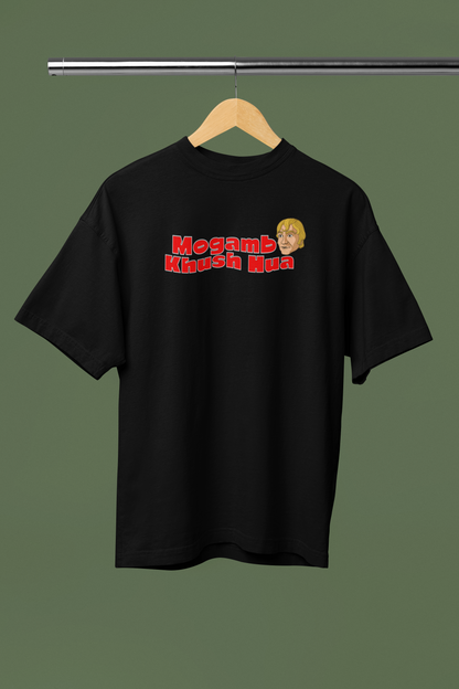 Mogambo Khush Hua Black Oversized Unisex Graphic T-Shirt