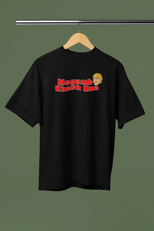 Mogambo Khush Hua Black Oversized Unisex Graphic T-Shirt