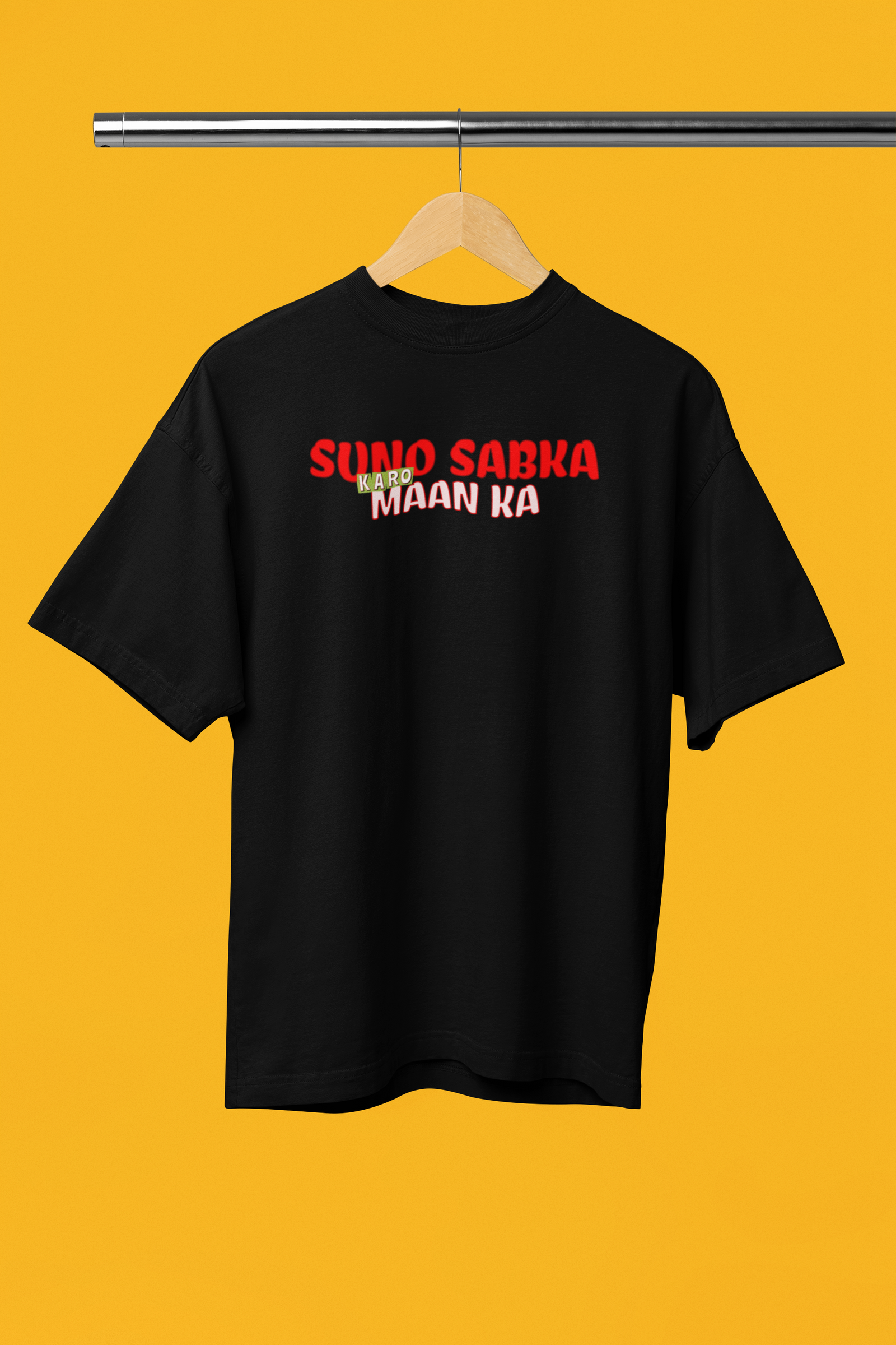 Karo Man ka Graphic Desi Black Oversized Unisex T-Shirt