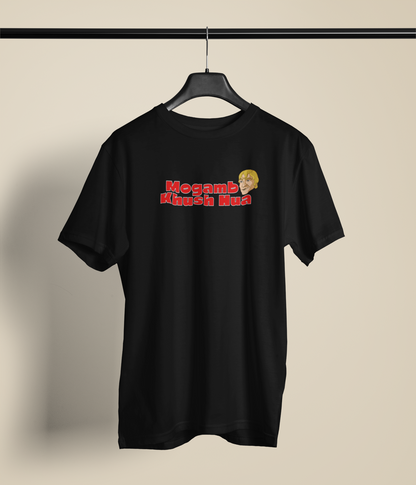 Mogambo Khush Hua Unisex Black Round Neck T-Shirt Desi Graphic