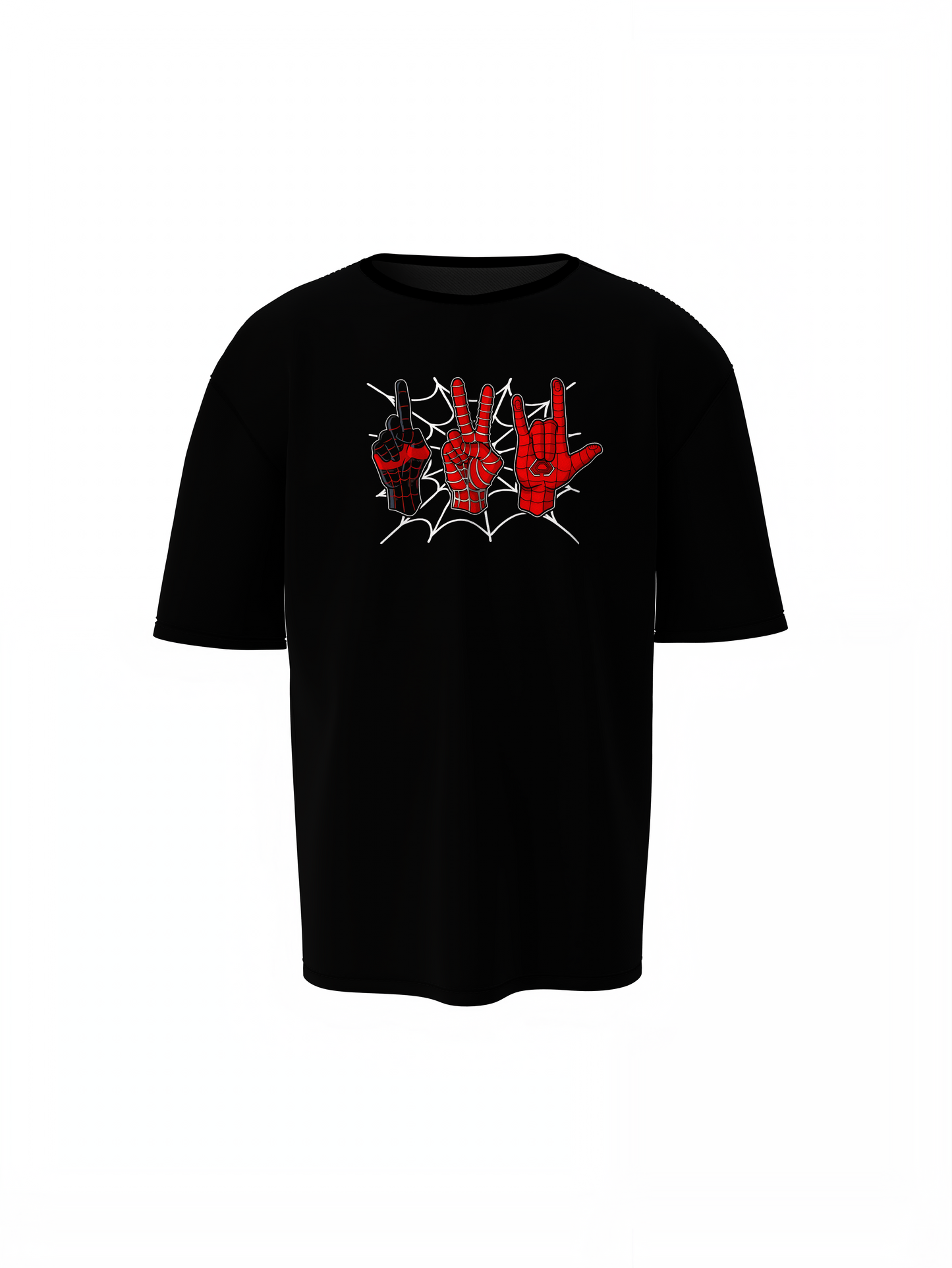 Spider Signal Gesture Oversized T-Shirt Marvel Streetwear Tee