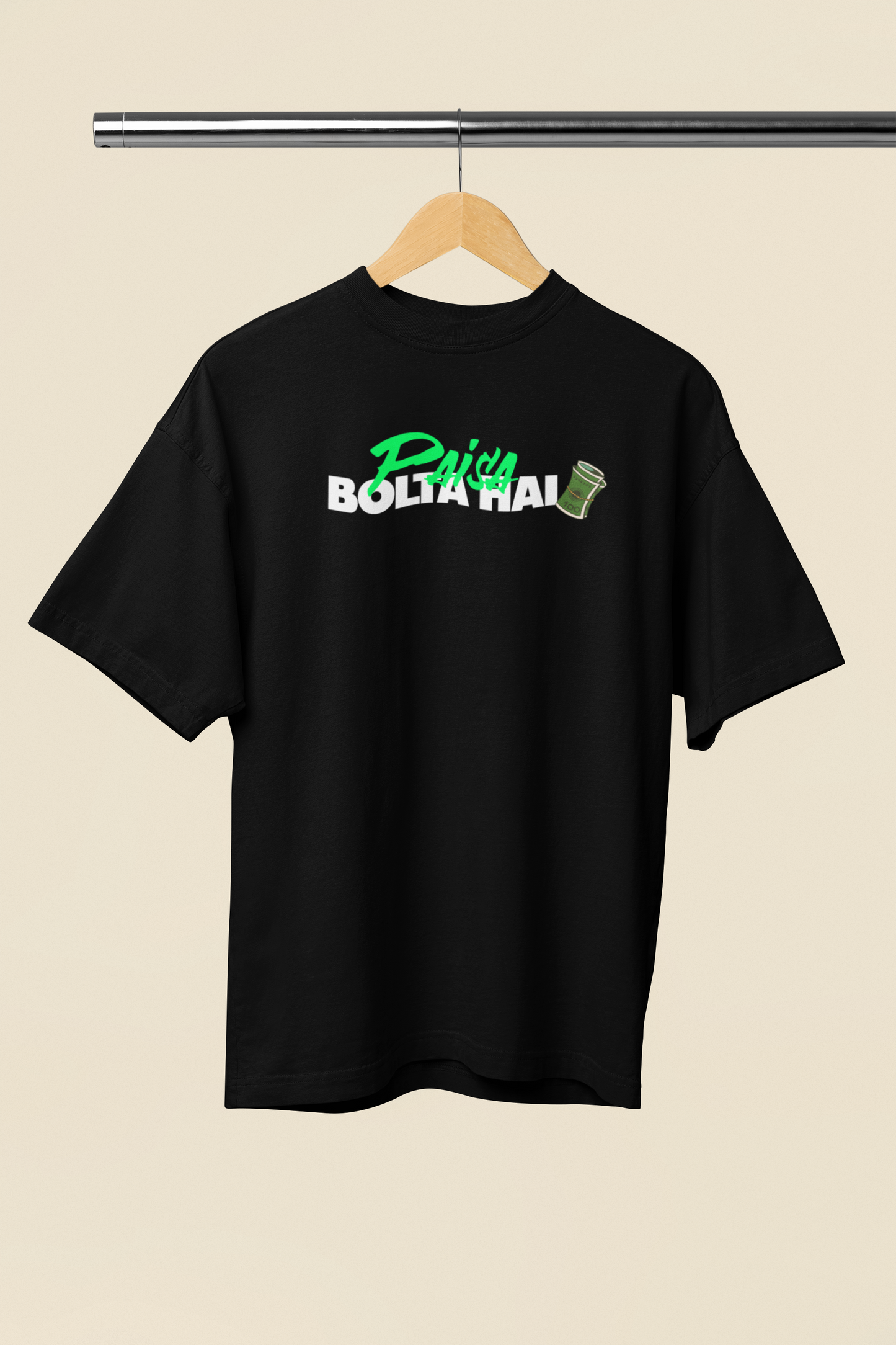 Paisa Bolta Hai Graphic Black Oversized T-Shirt – Desi Streetwear
