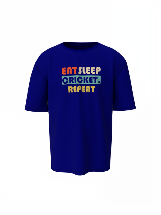 Eat, Sleep, Cricket, Repeat, Oversized T-Shirt