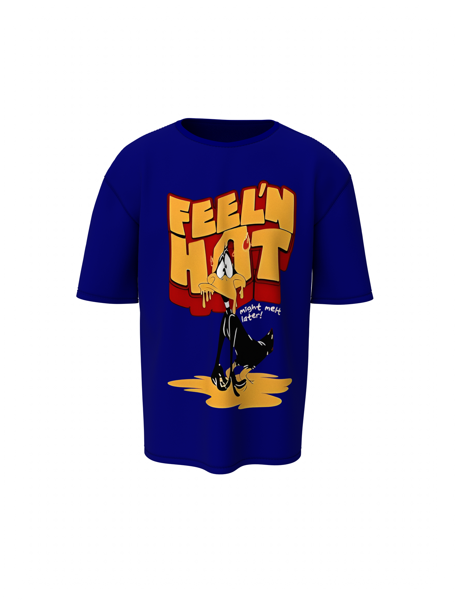 Duck Blue Cartoon Oversized T-Shirt Cute Graphic Streetwear
